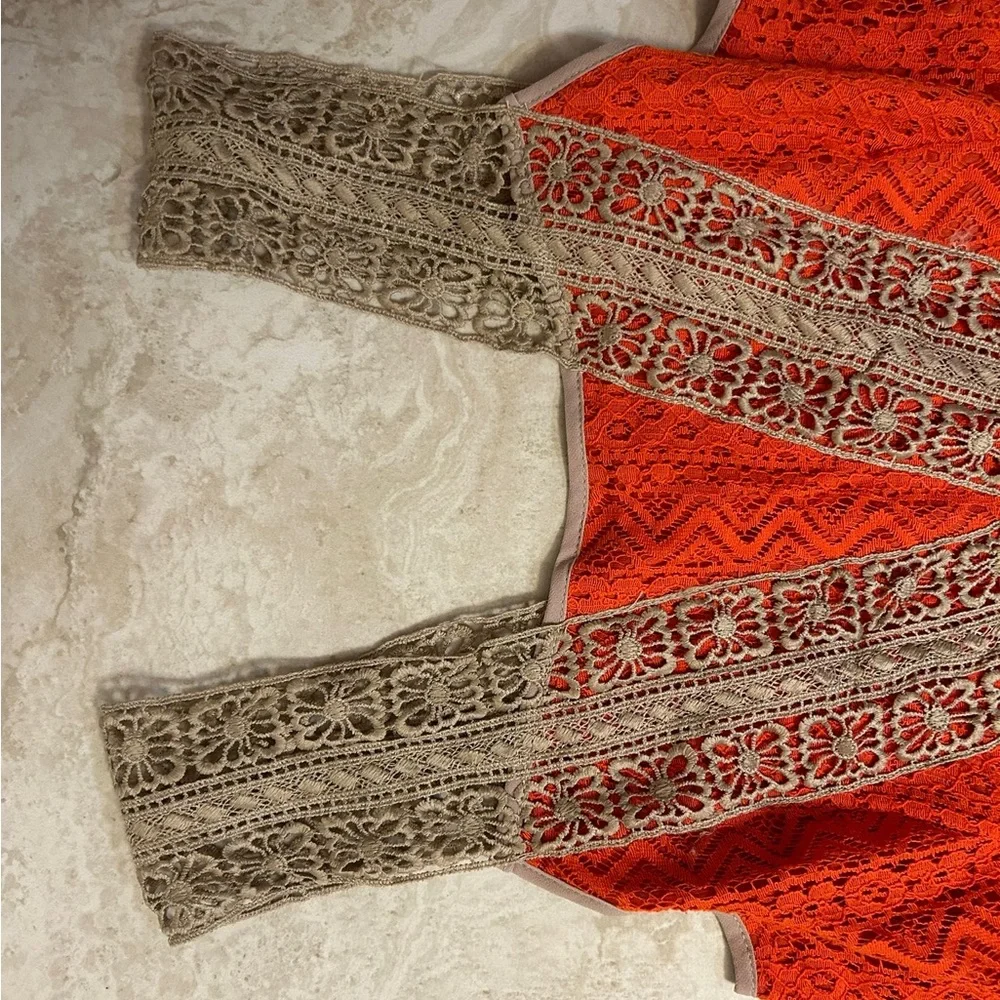 Brown and orange dress- M size - Picture 3 of 4